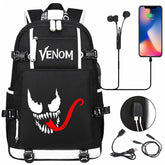Venom Backpack Spiderman SchoolBag with USB Charging Port
